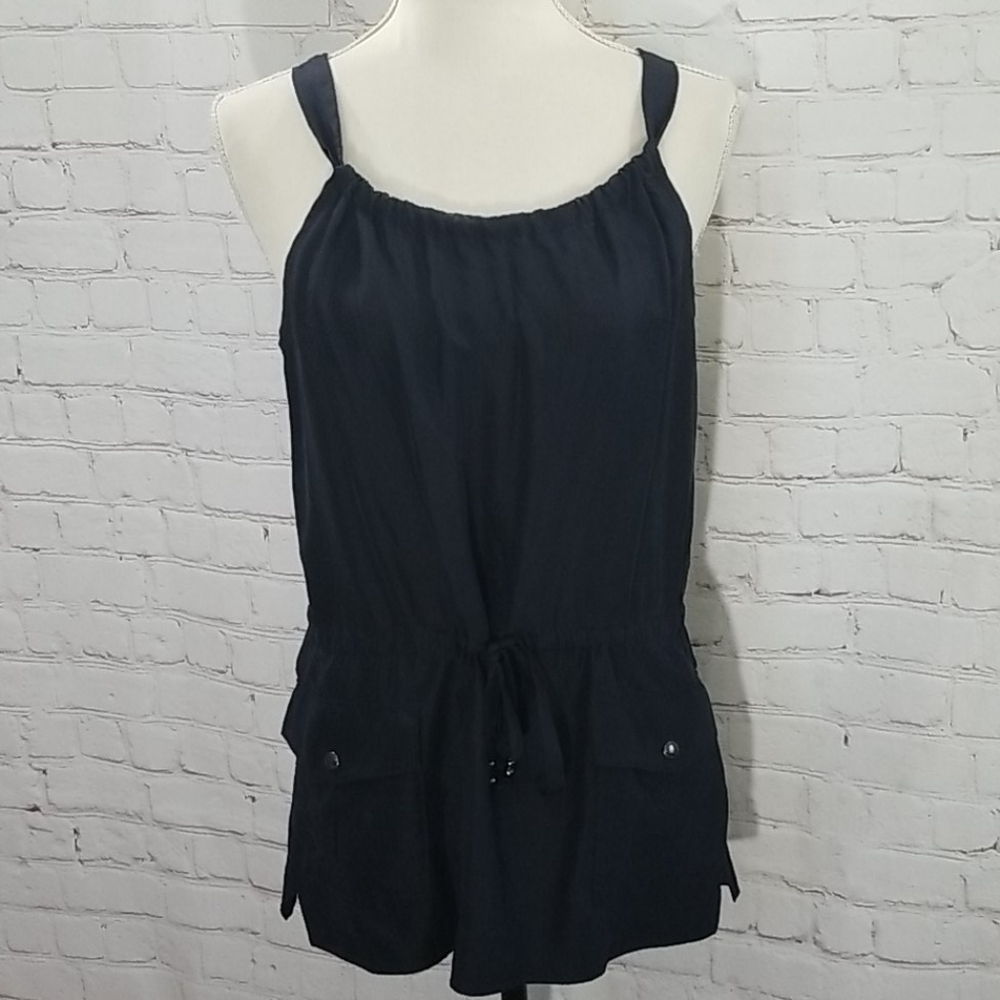 Martin + Osa Navy Blue Silk Halter Top